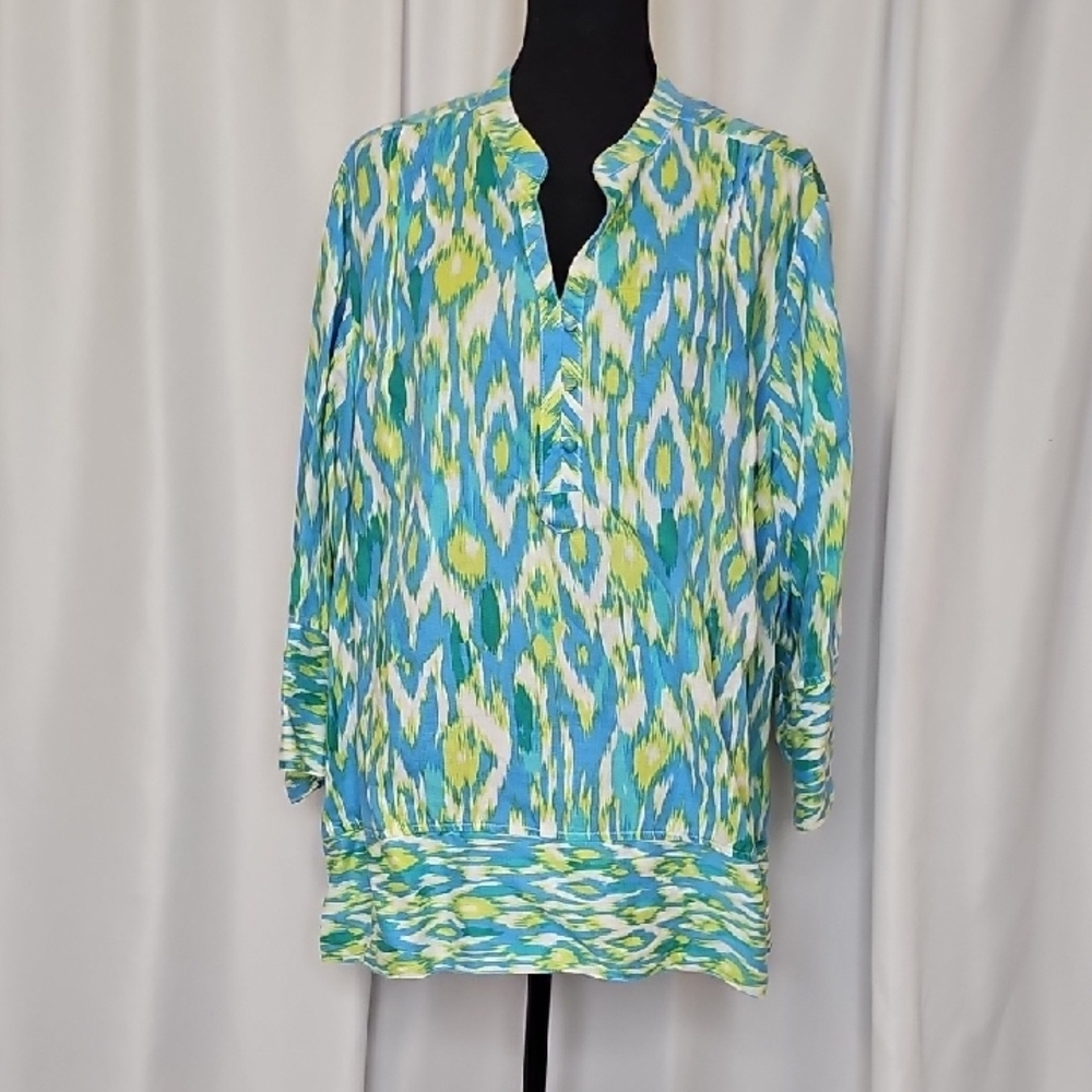 Ruby Rd. Blue and Green Patterned Tunic